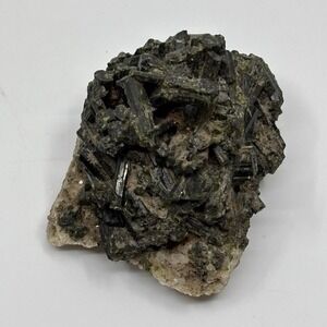 Natural Green Tourmaline Clustered Crystals On Matrix Specimen 135g